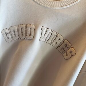 Z Supply Good Vibes Chenille Sweatshirt Ivory Medium Cozy Relaxed Fit